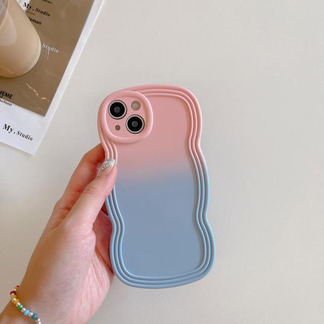 Cute 3D Curly Wave Gradient Colorful iPhone Case