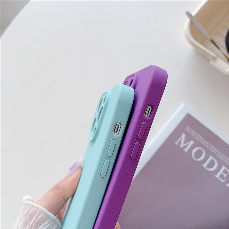 Stripe Pattern Candy Color Liquid Silicone Soft iPhone Case