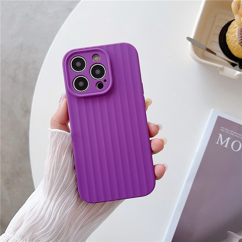 Stripe Pattern Candy Color Liquid Silicone Soft iPhone Case