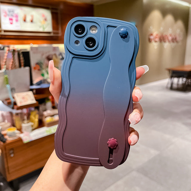 Gradient Color Wavy Wrist Strap Compatible with iPhone Case