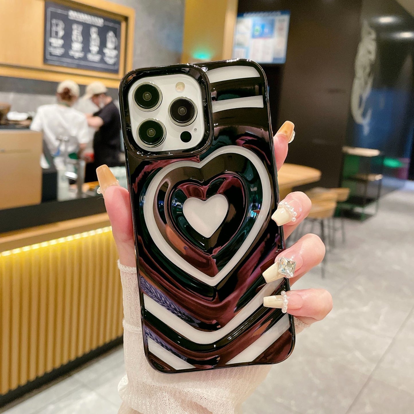 Chrome plating Electroplated 3D Love Heart iPhone Case