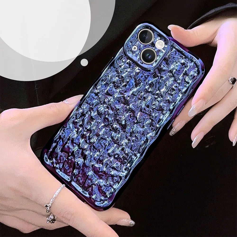 Laser Tin Paper Texture Pleated iPhone Case
