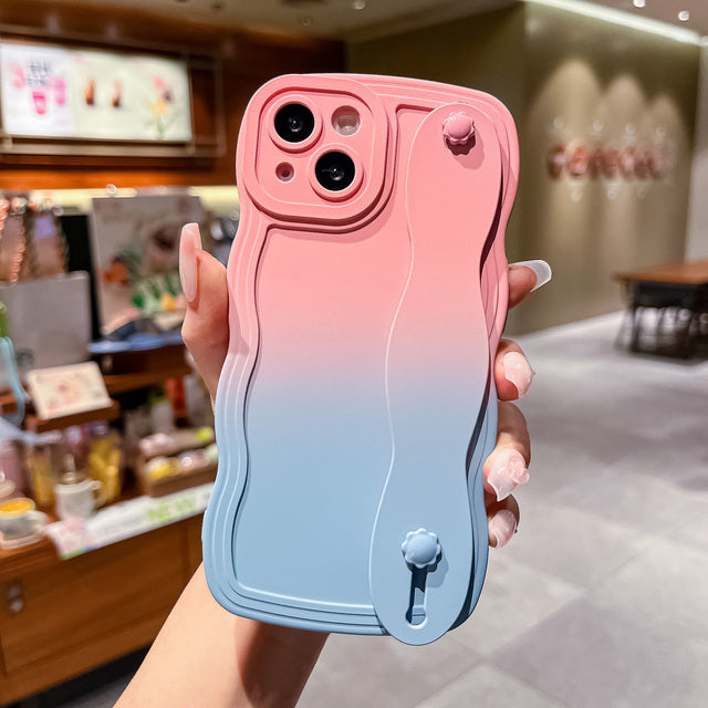 Gradient Color Wavy Wrist Strap Compatible with iPhone Case