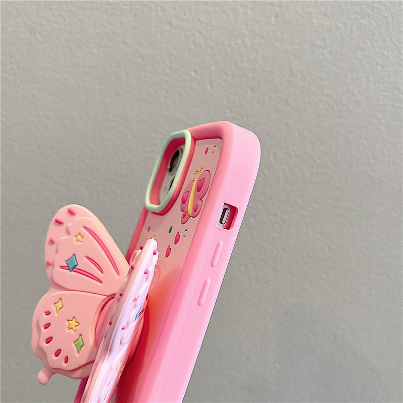 Lovely 3D Butterfly Folding Stand Bracket iPhone Case