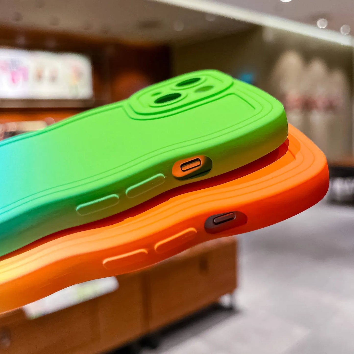Gradient Color Wavy Edge Compatible with iPhone Case
