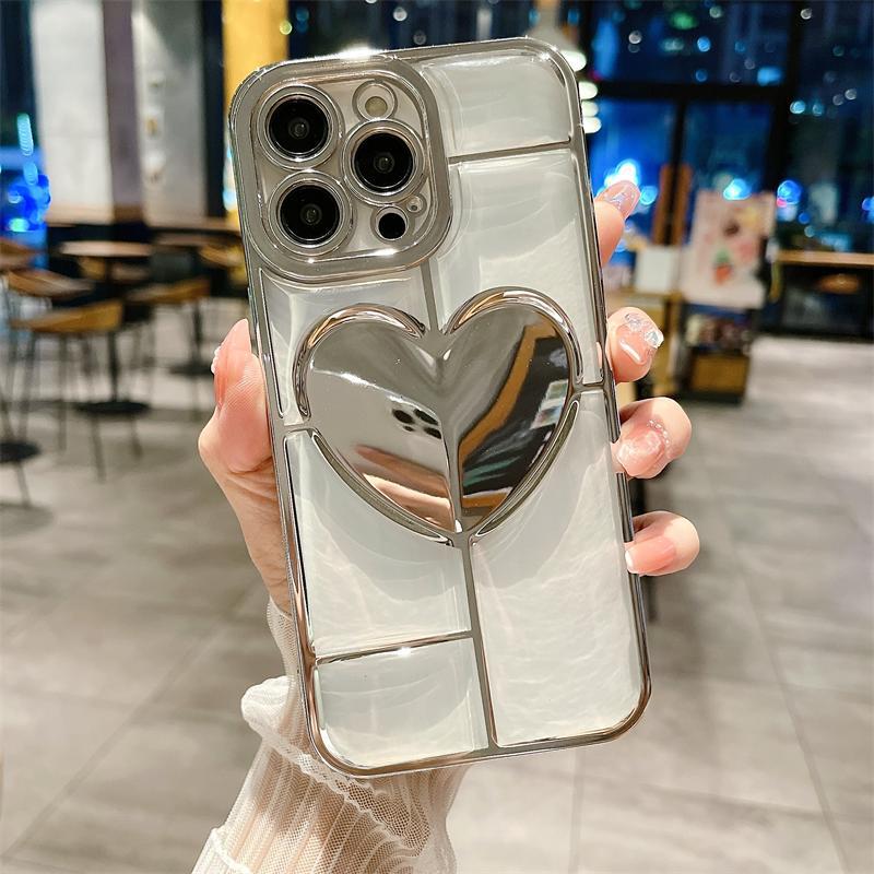 Chrome plating Electroplated Love Heart iPhone Case