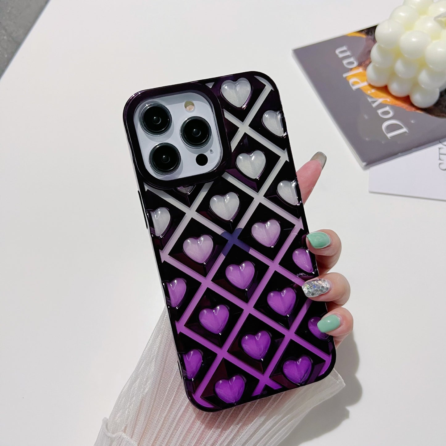 Grid Love Heart iPhone Case