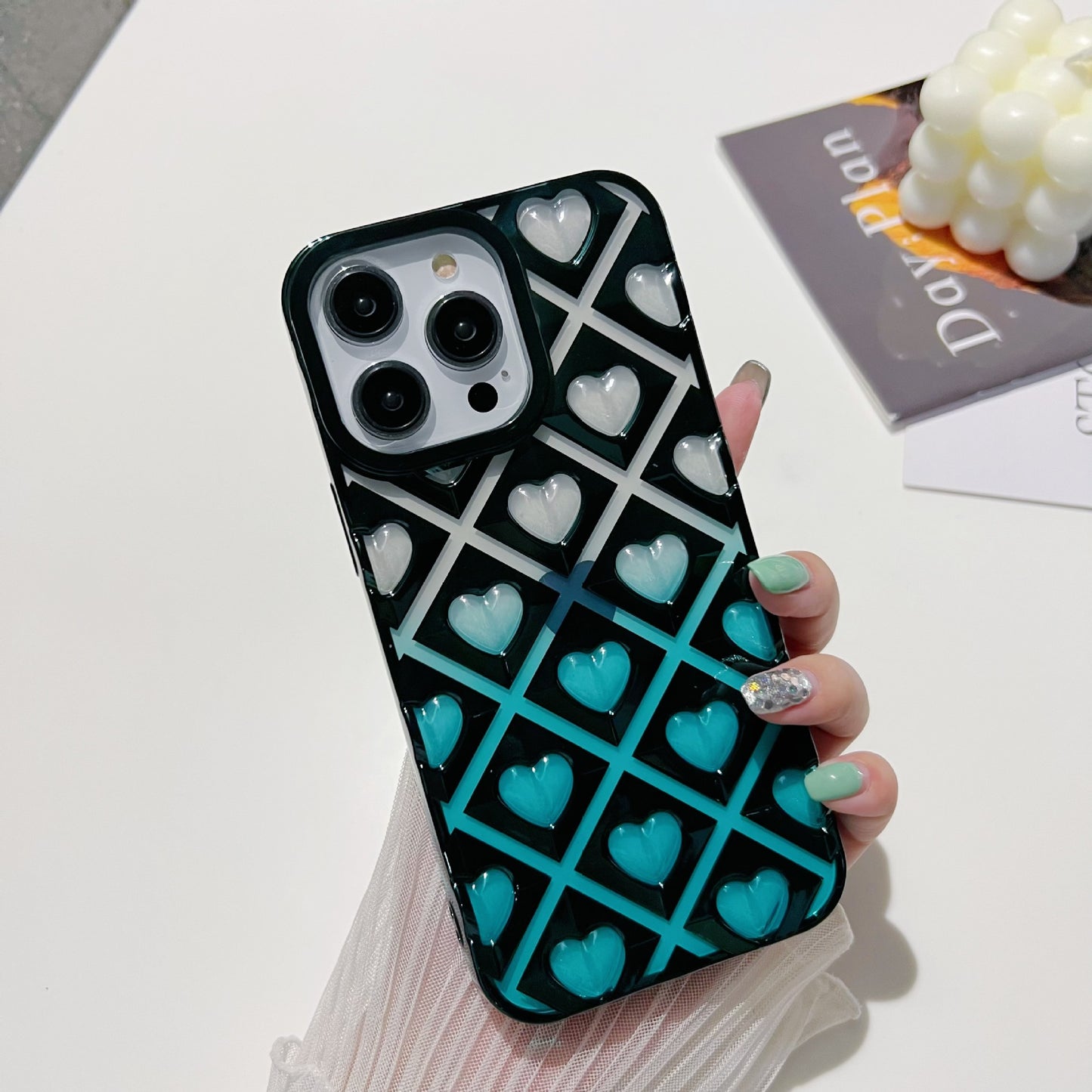 Grid Love Heart iPhone Case