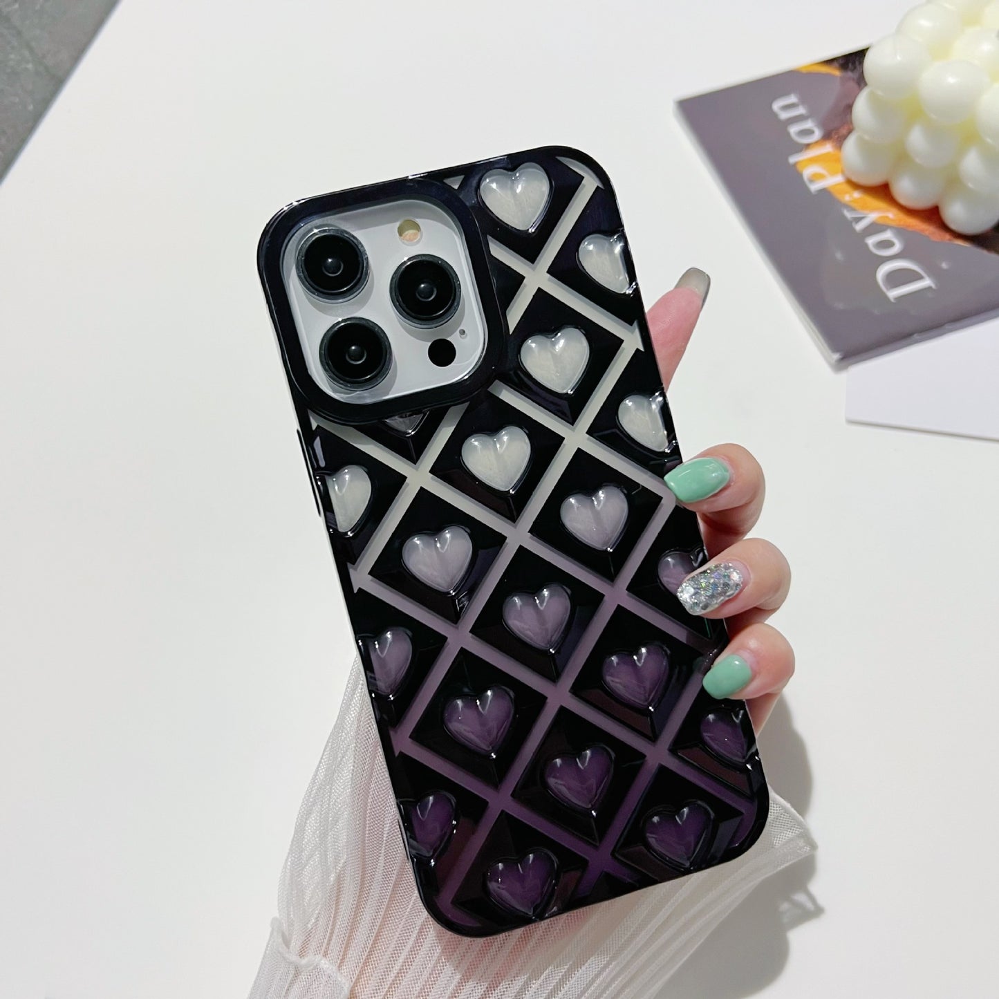 Grid Love Heart iPhone Case