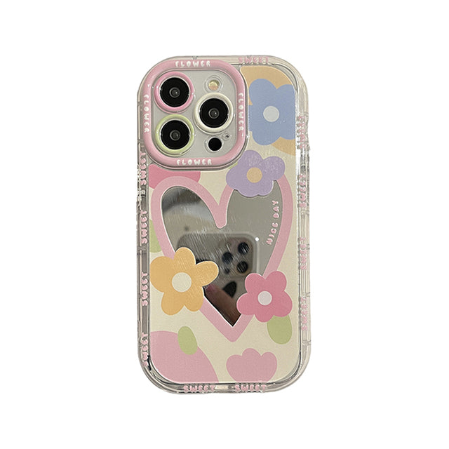 Sweet Love Heart Flowers Mirror iPhone Case