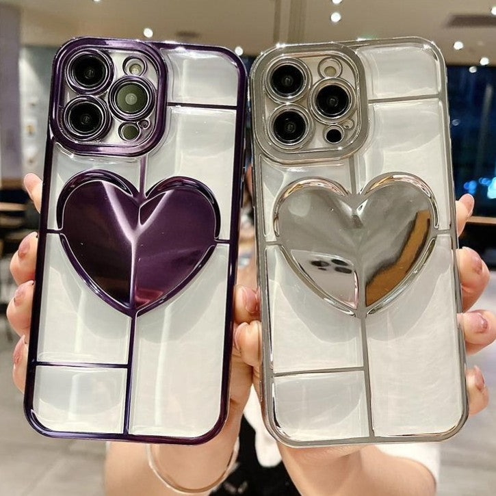 Chrome plating Electroplated Love Heart iPhone Case
