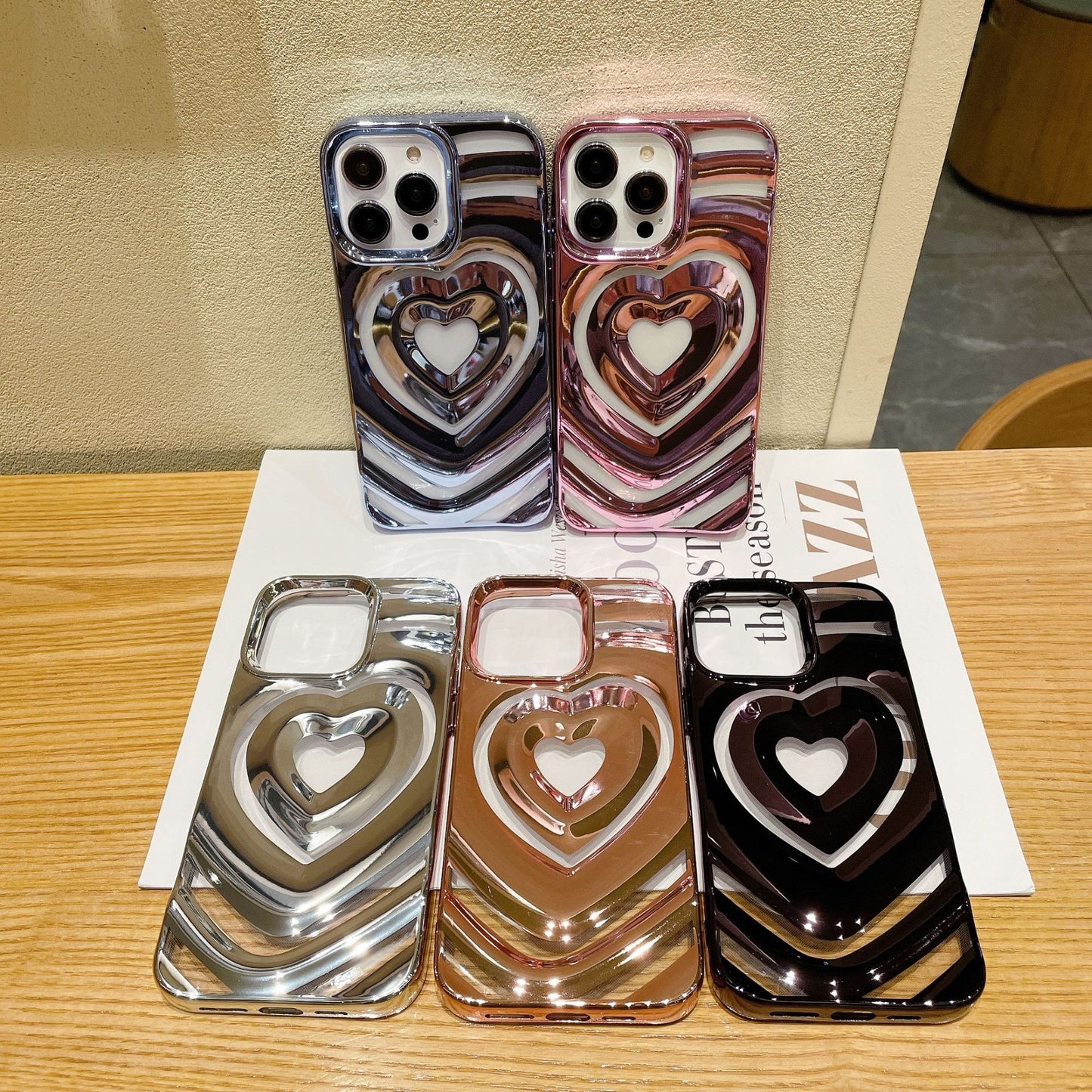 Chrome plating Electroplated 3D Love Heart iPhone Case