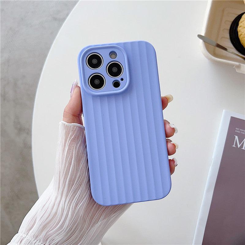 Stripe Pattern Candy Color Liquid Silicone Soft iPhone Case