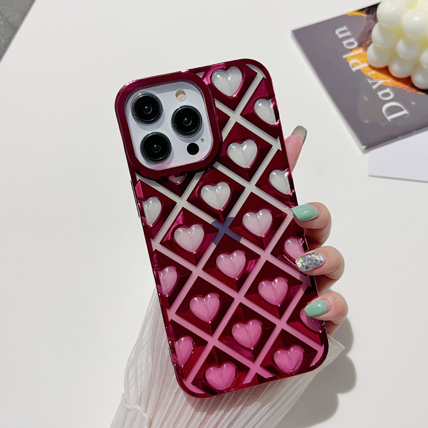 Grid Love Heart iPhone Case