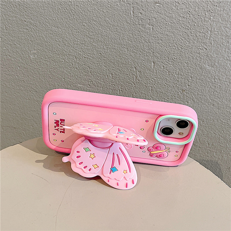Lovely 3D Butterfly Folding Stand Bracket iPhone Case