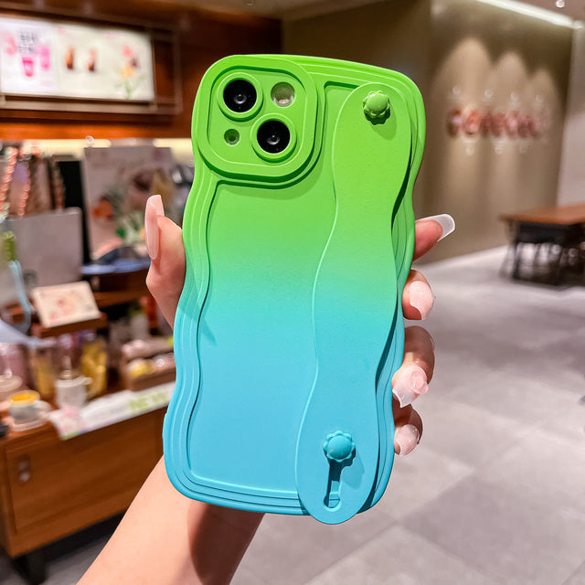 Gradient Color Wavy Wrist Strap Compatible with iPhone Case