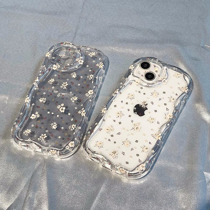 Wavy Frame Clear Flower iPhone Case