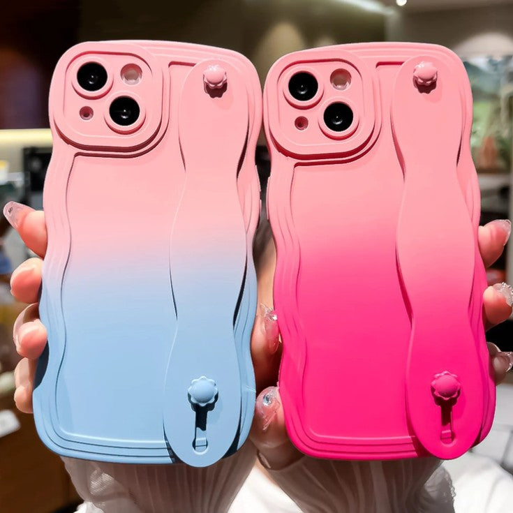 Gradient Color Wavy Wrist Strap Compatible with iPhone Case