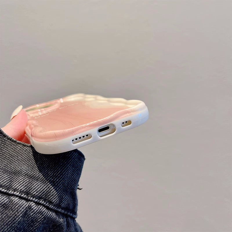 Pink Marble Wavy Frame iPhone Case