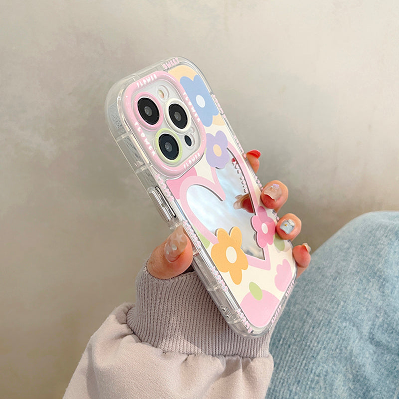 Sweet Love Heart Flowers Mirror iPhone Case
