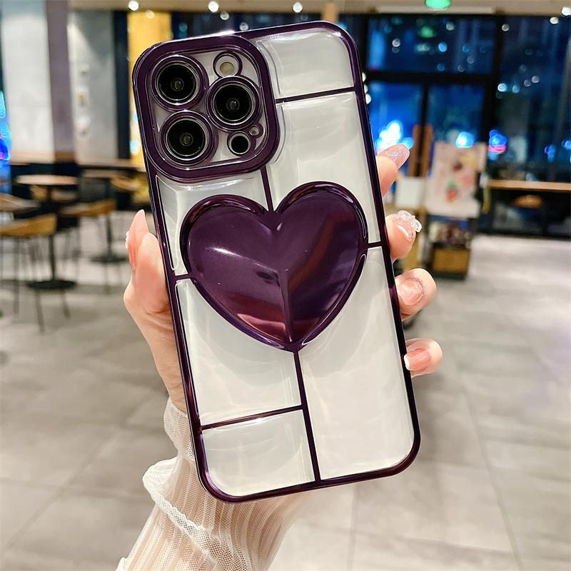 Chrome plating Electroplated Love Heart iPhone Case