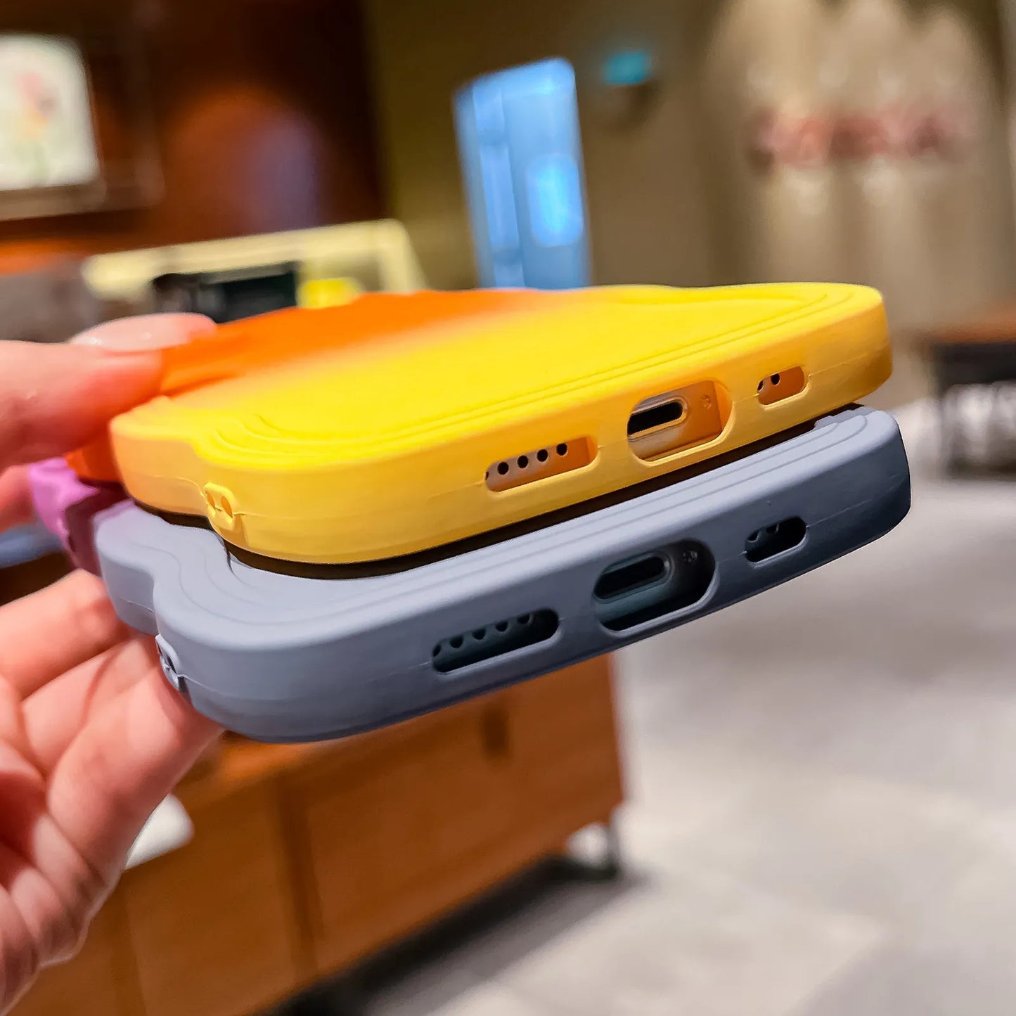 Gradient Color Wavy Edge Compatible with iPhone Case