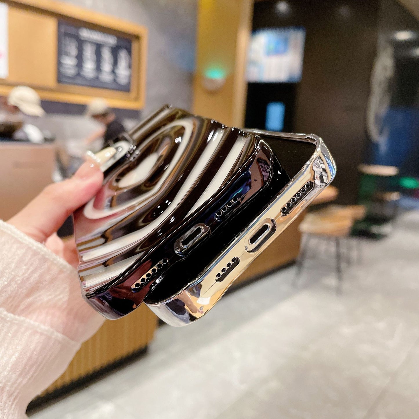 Chrome plating Electroplated 3D Love Heart iPhone Case