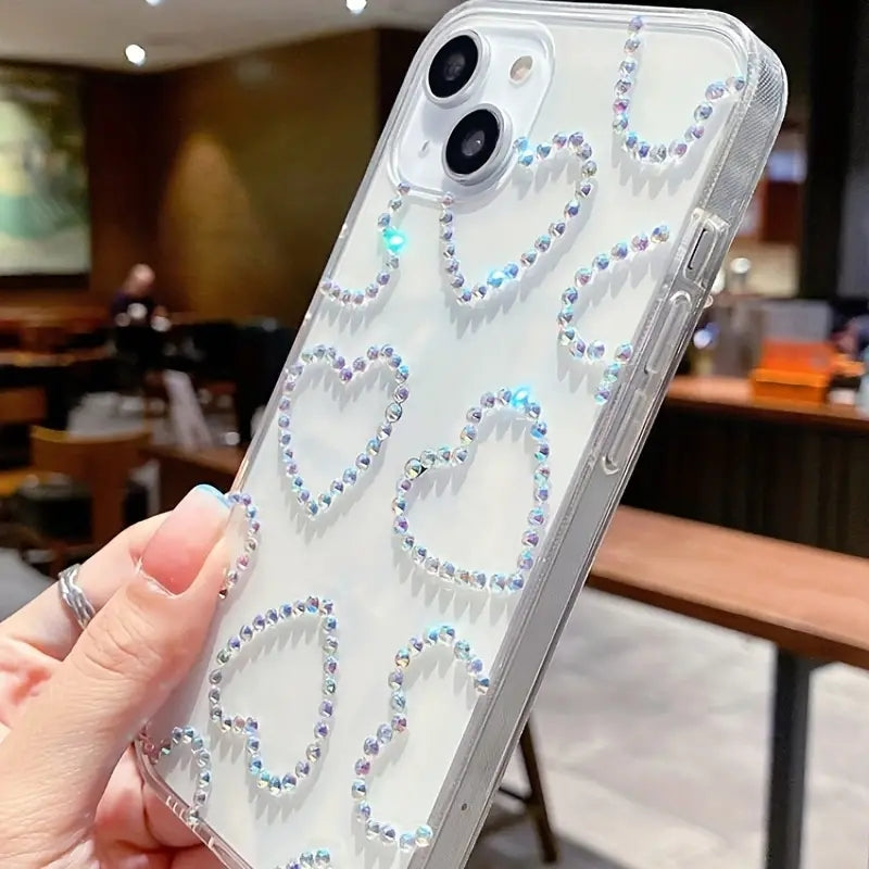 Clear Glitter Love Heart iPhone Case