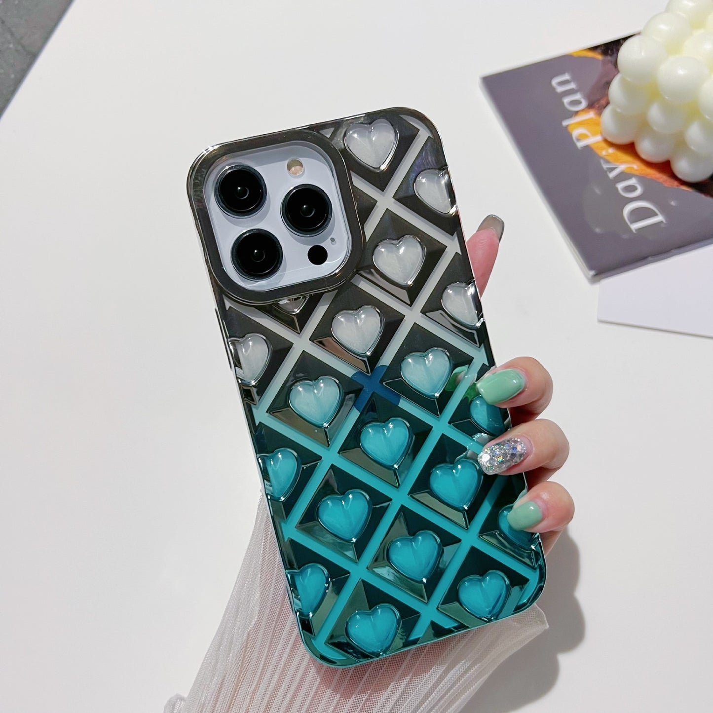 Grid Love Heart iPhone Case