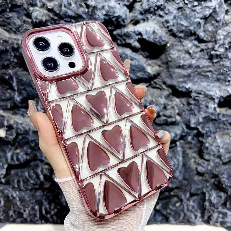 Chrome Love Heart iPhone Case