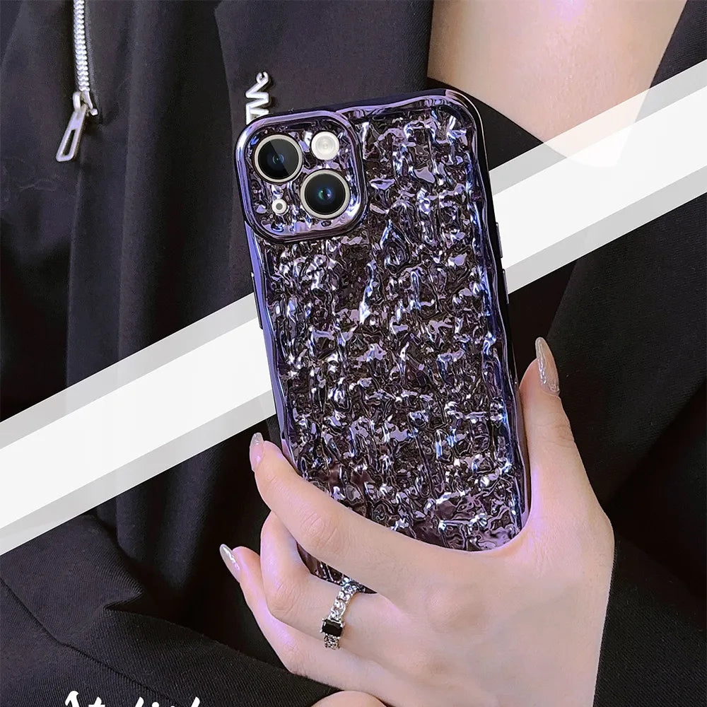 Laser Tin Paper Texture Pleated iPhone Case
