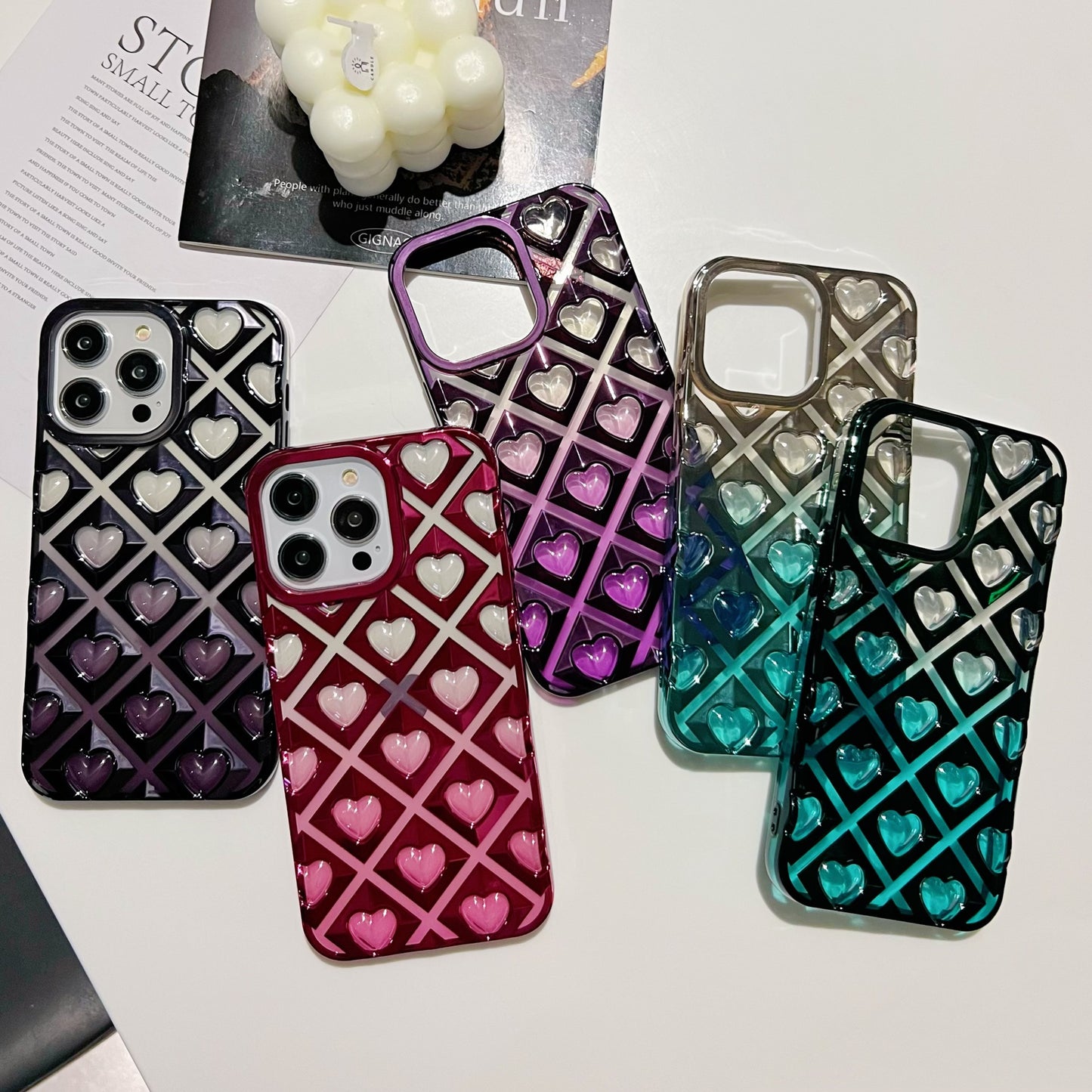 Grid Love Heart iPhone Case