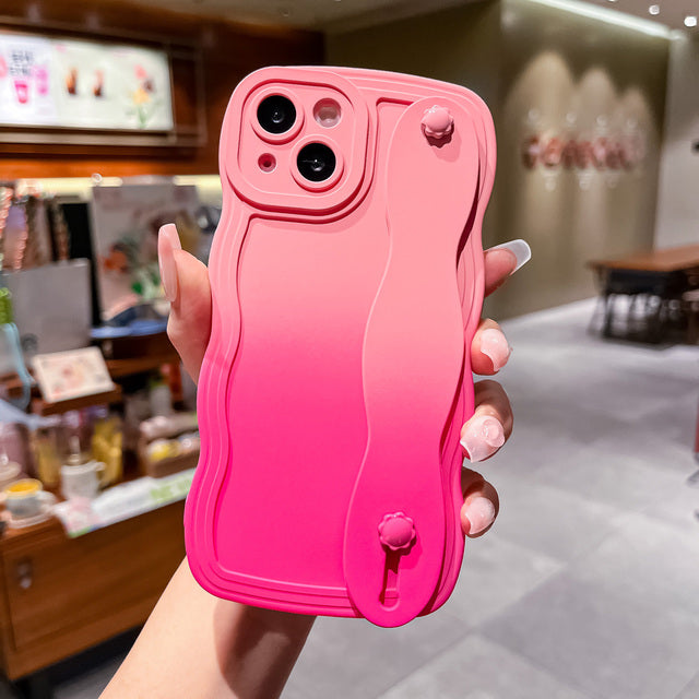 Gradient Color Wavy Wrist Strap Compatible with iPhone Case