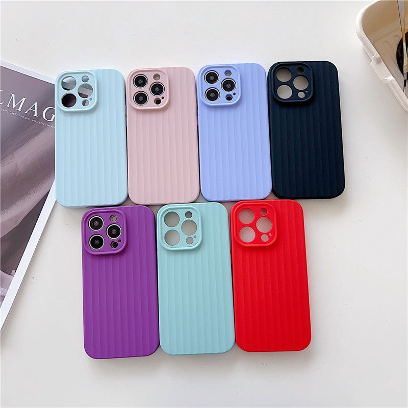 Stripe Pattern Candy Color Liquid Silicone Soft iPhone Case
