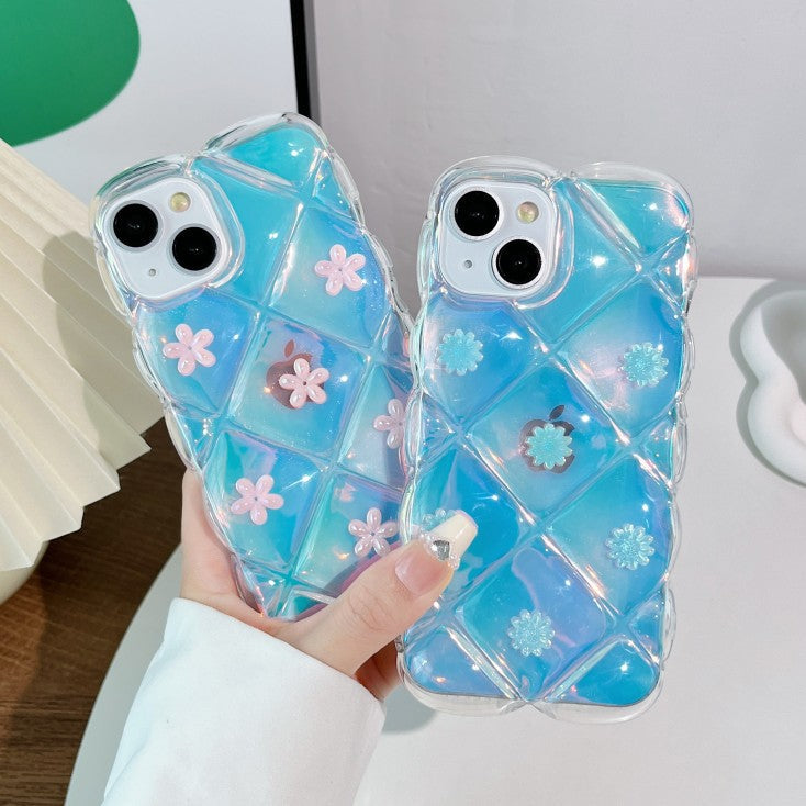 Luxury Laser 3D Flower Floral Clear Compatible with iPhone Case