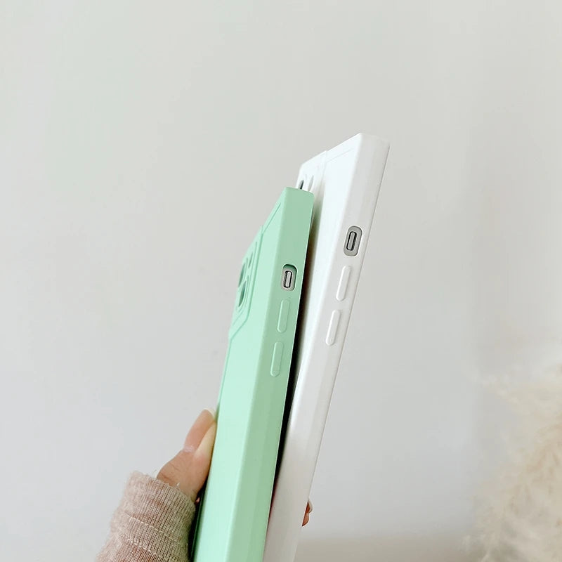 Cute Love Heart Lens Candy Solid Color Square Shockproof Compatible with iPhone Case