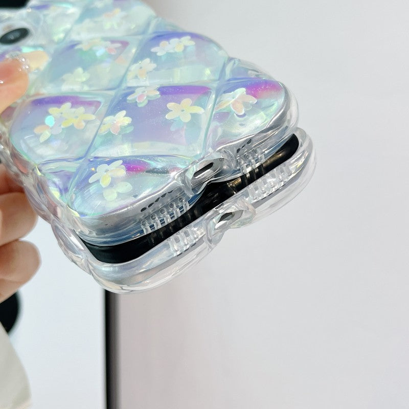 Luxury Laser 3D Flower Floral Clear Compatible with iPhone Case