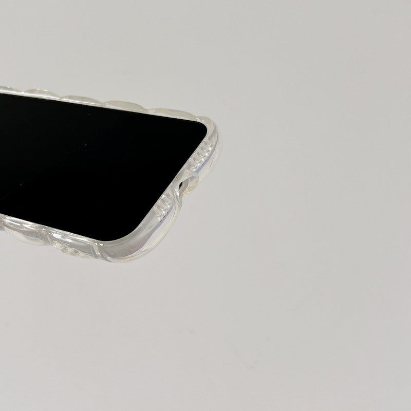 Laser Grid Checkered Plaid Curly Wave Compatible with iPhone Case