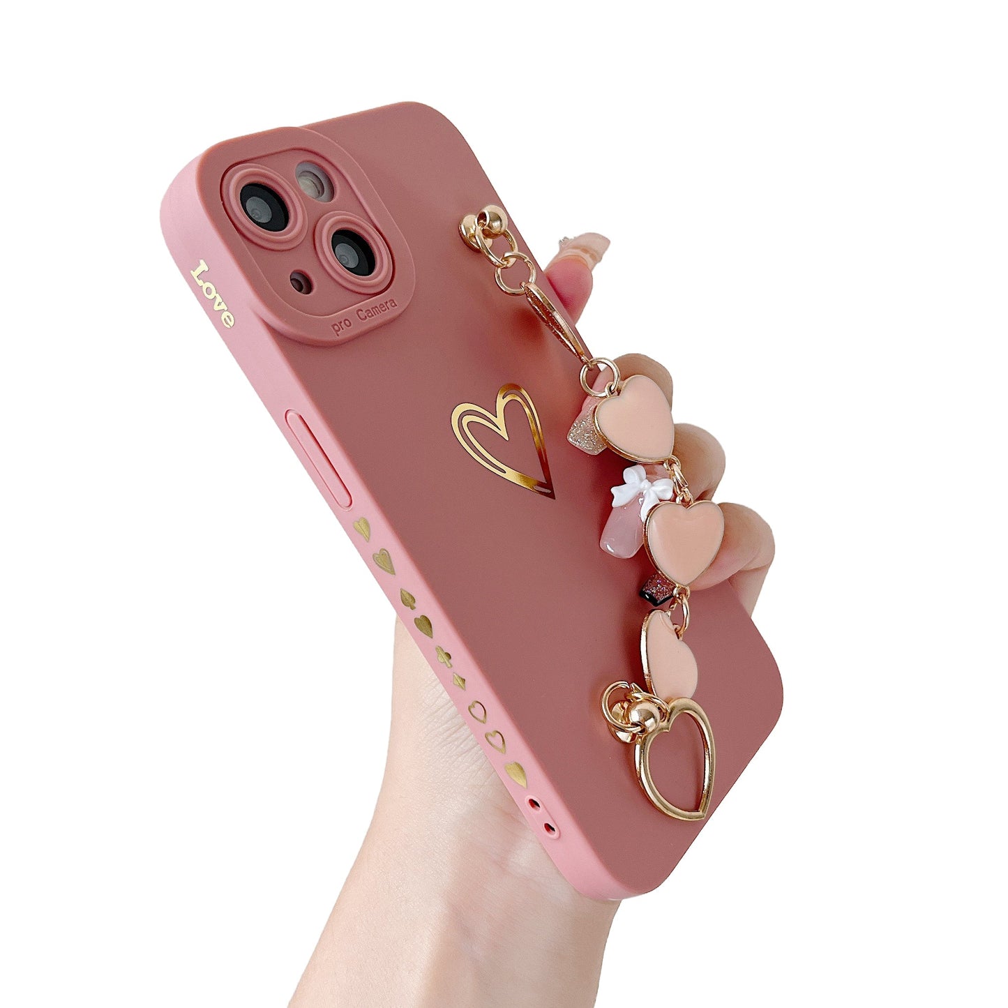 Cute Love Heart Wrist Strap Chain Bracelet Soft Compatible with iPhone Case