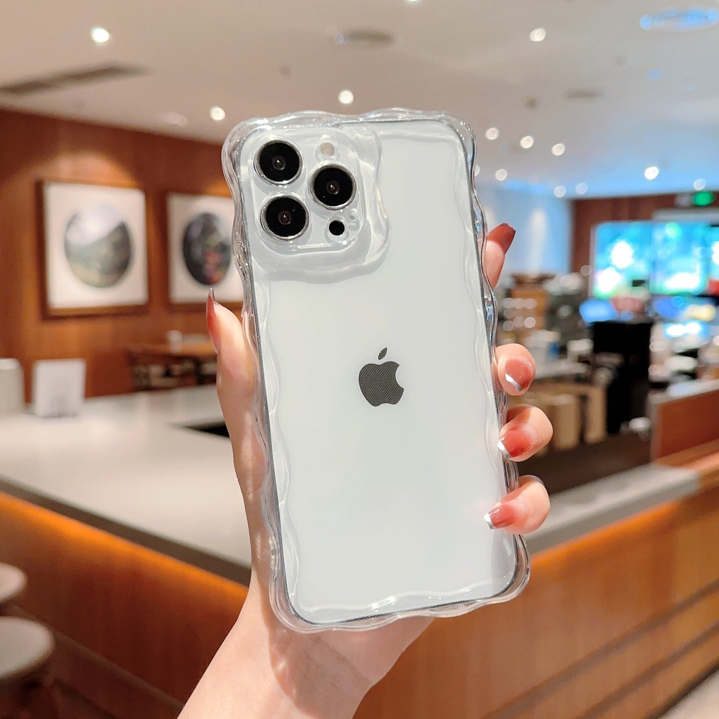 Clear Curly Wave Compatible with iPhone Case
