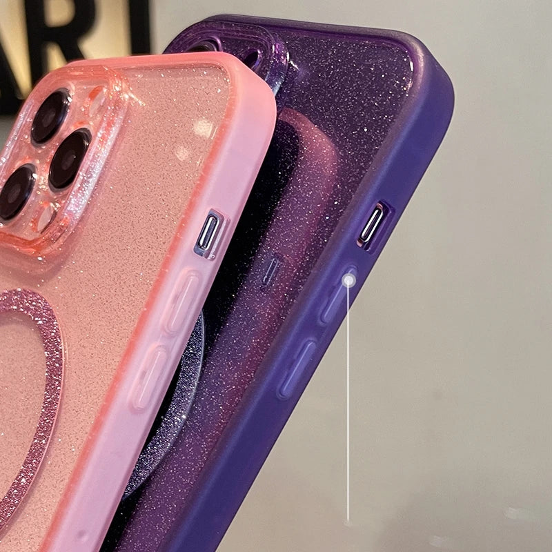 Glitter Clear Bling for Magsafe Magnetic Wireless Charging iPhone Case