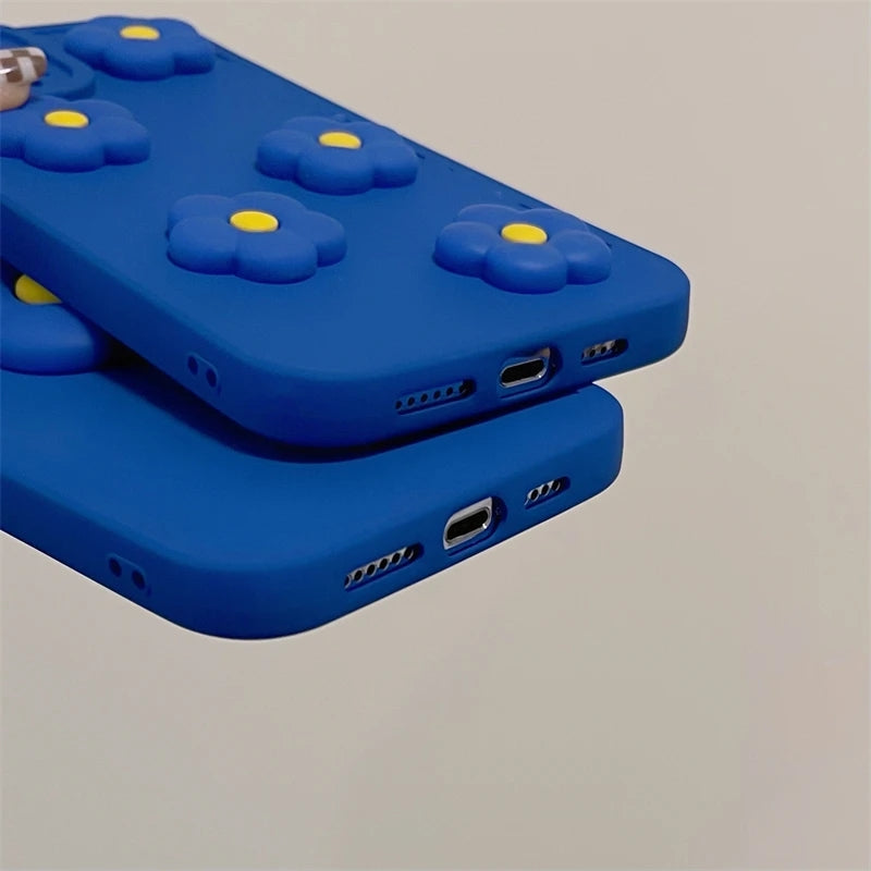 Blue 3D Flower Floral Compatible with iPhone Case