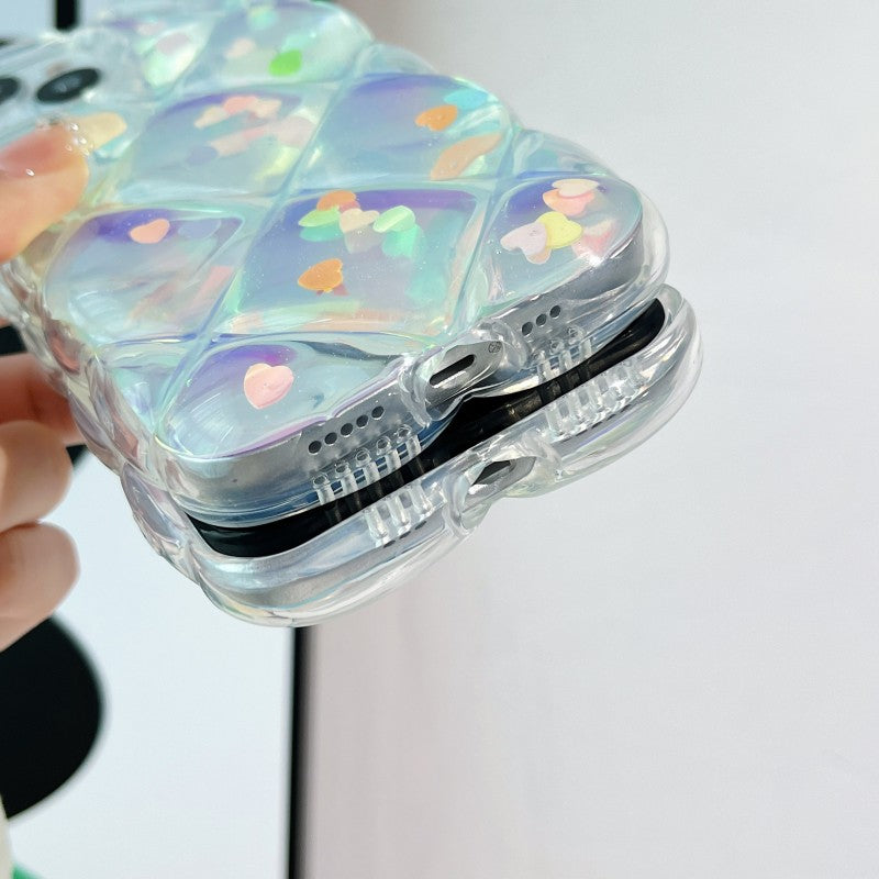 Luxury Laser 3D Love Heart Clear Compatible with iPhone Case