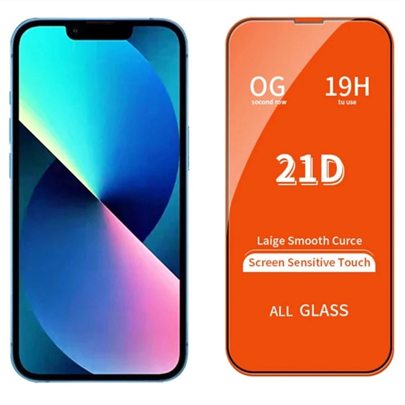 3PCS 21D Tempered Glass Full Cover Compatible with iPhone Screen Protectors