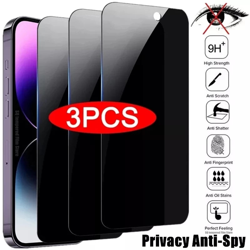 3PCS Privacy Tempered Glass Compatible with iPhone Screen Protectors