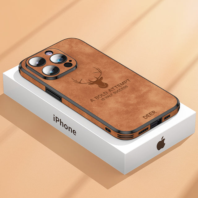 Luxury Deer Leather Compatible with iPhone Case