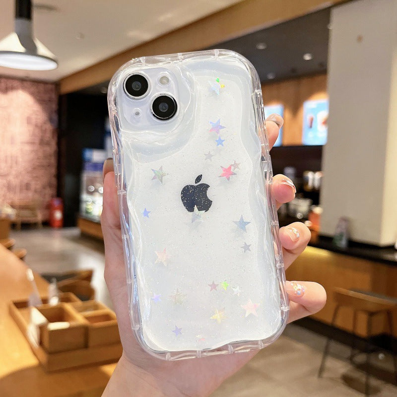 Curly Wave Glitter Stars Compatible with iPhone Case