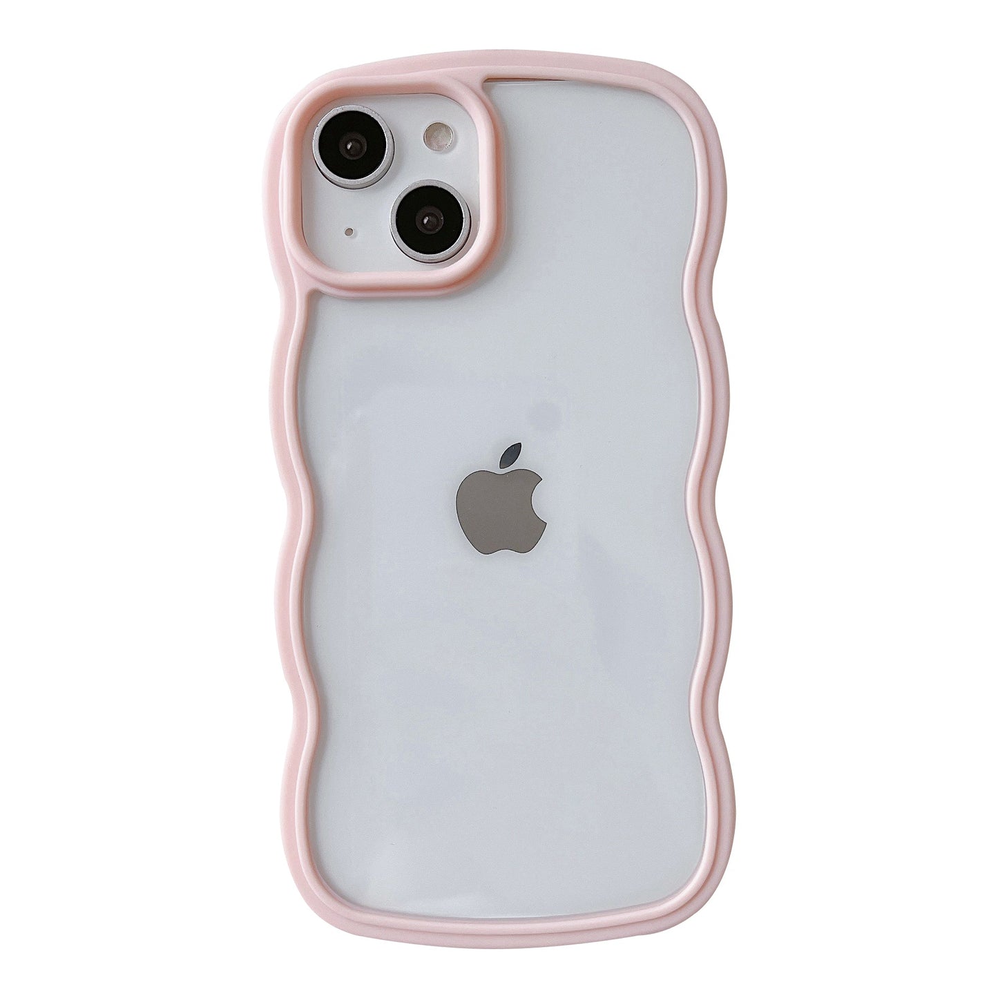 Solid Color Curly Wavy Frame Clear Soft Compatible with iPhone Case