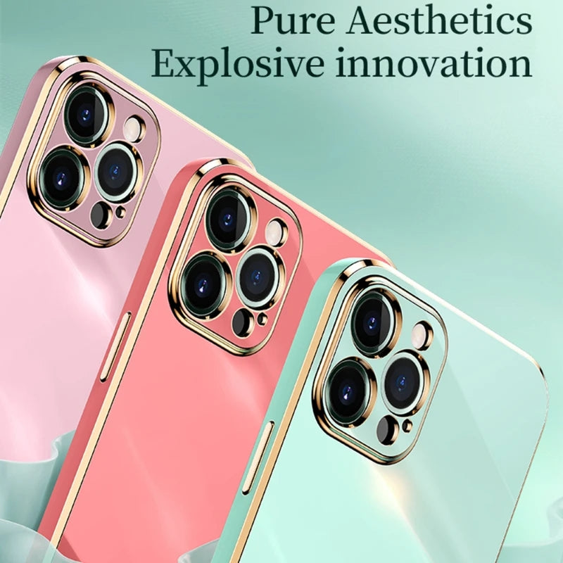 Luxury Square Plating Compatible with iPhone Case