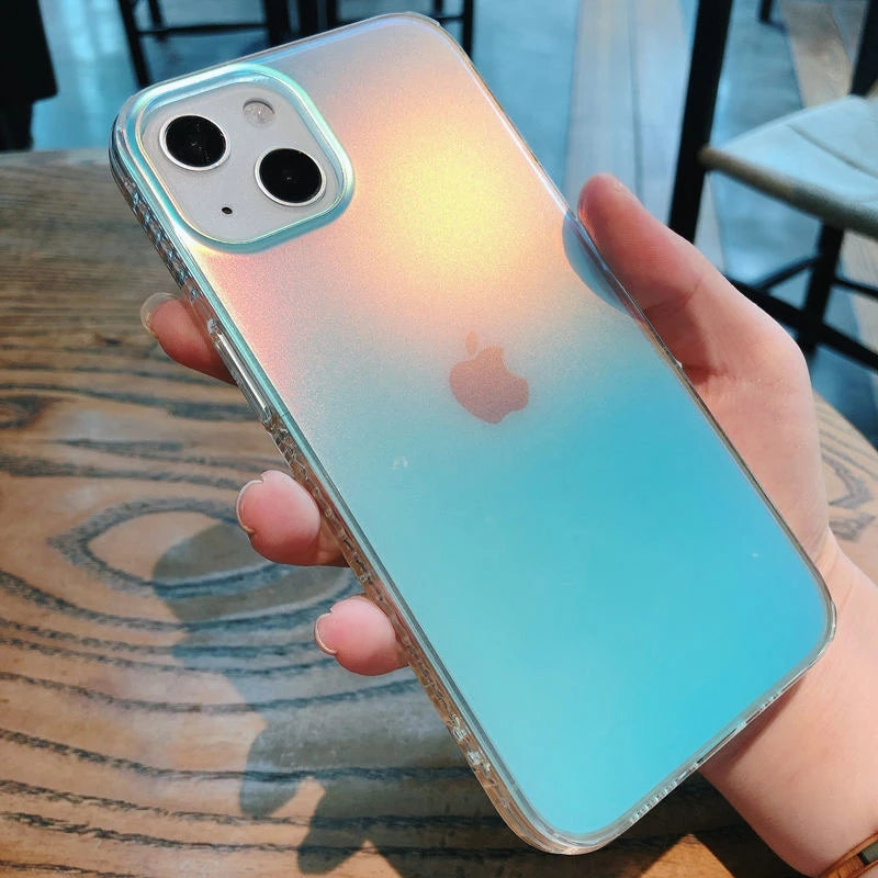 Luxury Matte Laser Gradient Clear Compatible with iPhone Case